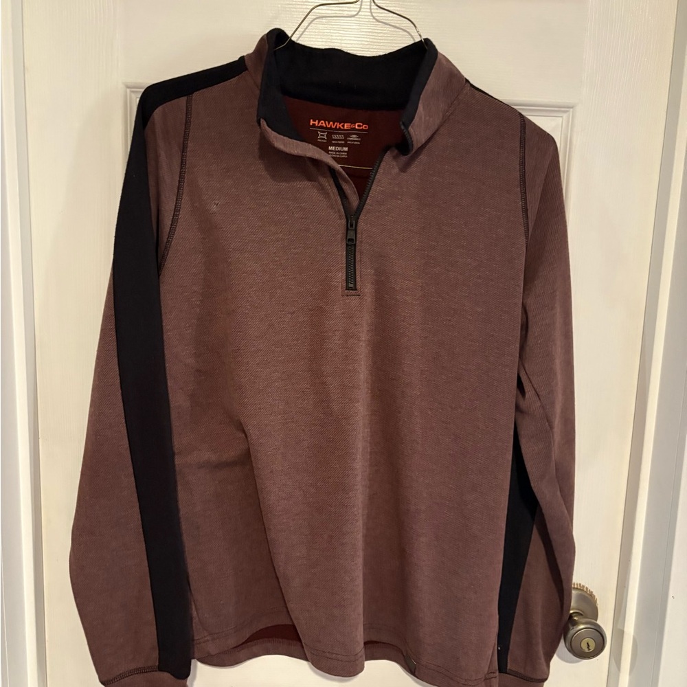 Hawke & Co Men's half Zip Up Sweater - maroon and Black